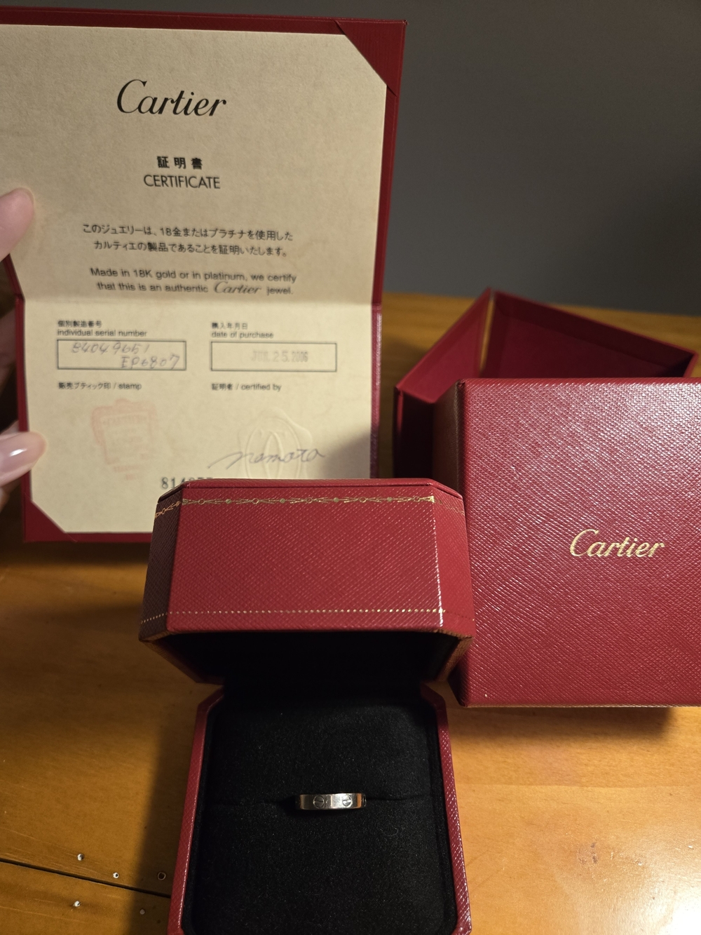 Authentic Cartier Love Wedding Band Ring in White Gold, Small Model - Picture 13 of 14
